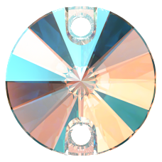 Swarovski 3200 Rivoli 14mm Crystal Shimmer (001SHIM) Foiled - Işıltılı Beyaz Yuvarlak İki Delikli Dikme Taş