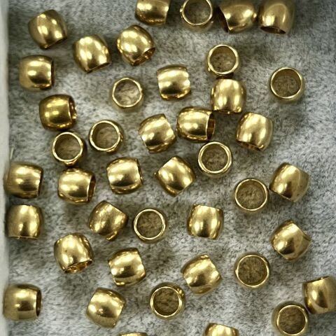 Silindir Pirinç Metal Boncuk 5,20mm x 5,70mm - Ham