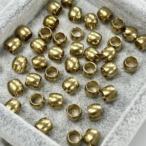 Silindir Pirinç Metal Boncuk 5,20mm x 5,70mm - Ham