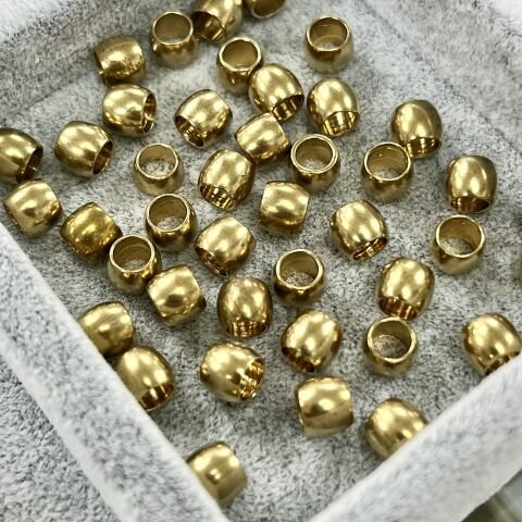 Silindir Pirinç Metal Boncuk 5,20mm x 5,70mm - Ham