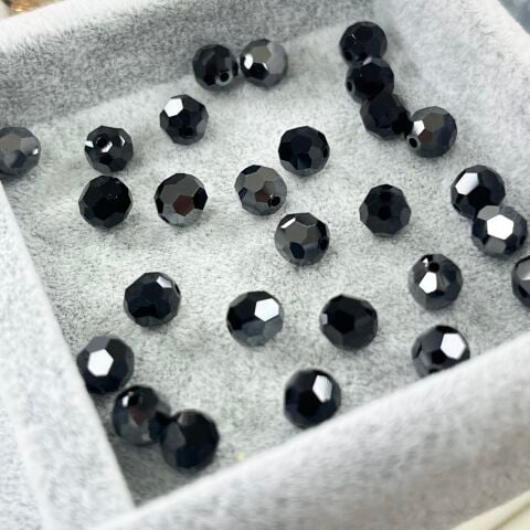 Swarovski 5000 Boncuk 6mm Jet Hematite (280HEM)  -  Metalik Siyah Renkli Top Boncuk