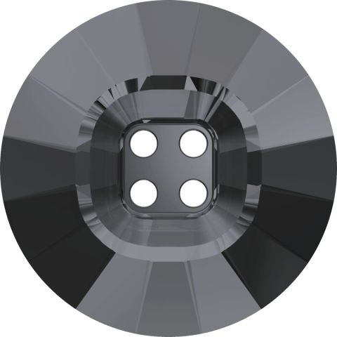 Swarovski 3018 Düğme 14mm Crystal Silver Night (001SINI) Foyasız - Füme Renkli Ortadan Dikilebilir Düğme