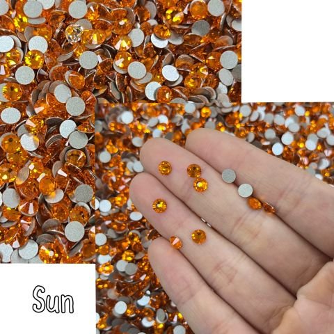 Celestial Altı Düz SS20 (5mm)  Yuvarlak Kristal Taş - Sarı ve Turuncu Renk Seçenekleri