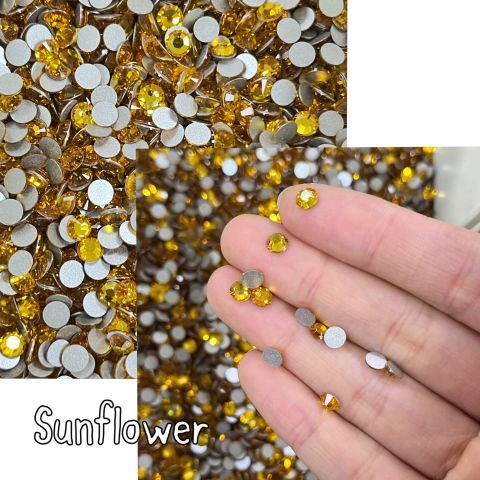 Celestial Altı Düz SS20 (5mm)  Yuvarlak Kristal Taş - Sarı ve Turuncu Renk Seçenekleri