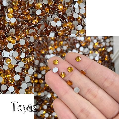 Celestial Altı Düz SS20 (5mm)  Yuvarlak Kristal Taş - Sarı ve Turuncu Renk Seçenekleri