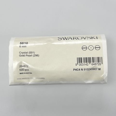 Swarovski 5810 İnci 6mm Crystal Gold Pearl (001 296) - Altın Renkli Kristal İnci Boncuk