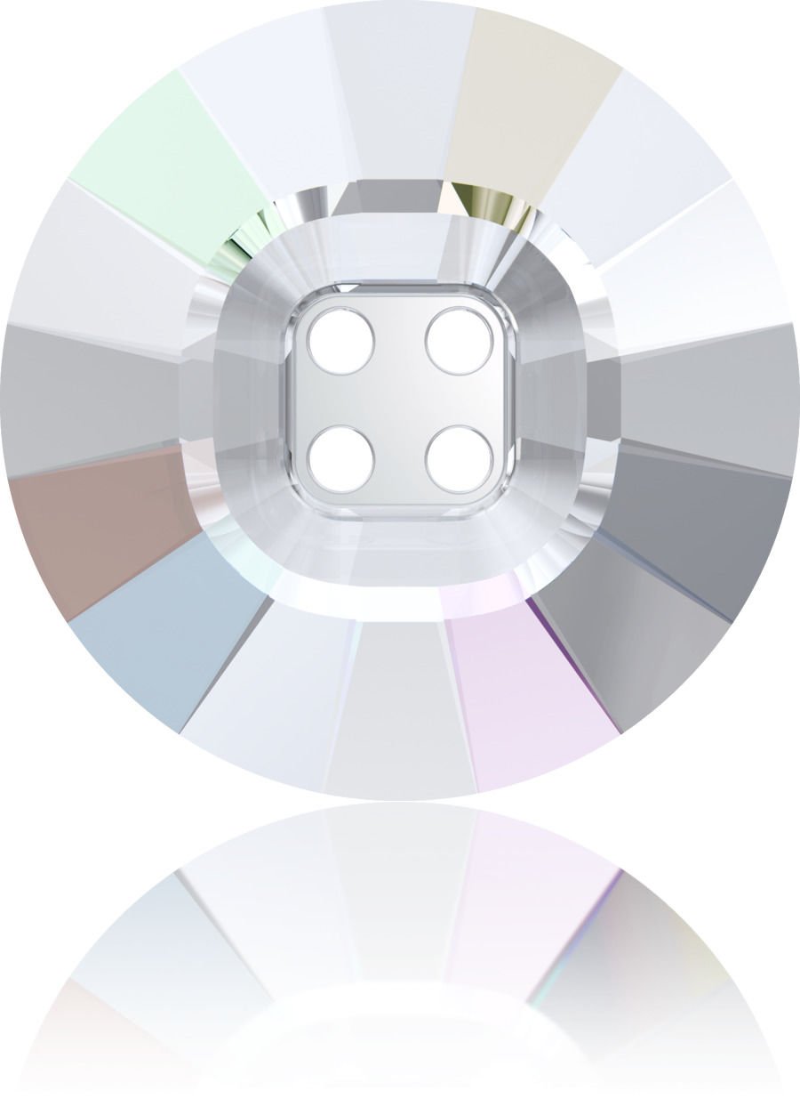 Swarovski 3018 Düğme 18mm Crystal Aurore Boreale (001AB) Foyasız - Janjan Renkli Ortadan Dikilebilir Düğme