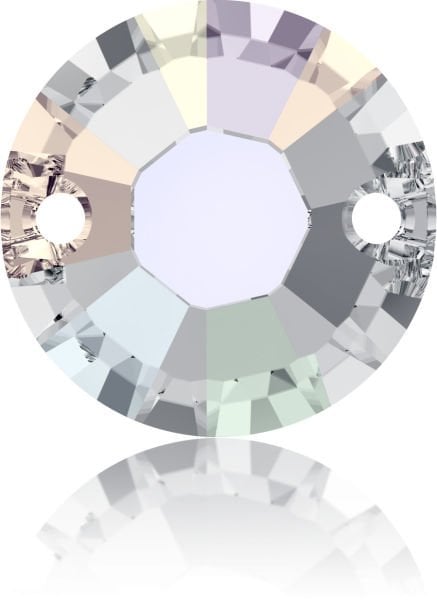 Swarovski 3204 8mm Crystal AB (001AB) F - Janjan Yuvarlak İki Delikli Dikme Taş