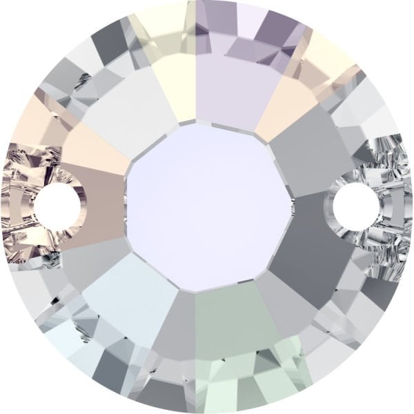 3204 8mm Crystal Aurora Boreale (001AB) F - Janjan Yuvarlak İki Delikli Dikme Taş