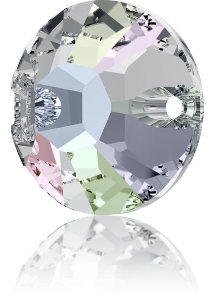 Swarovski 3204 8mm Crystal AB (001AB) F - Janjan Yuvarlak İki Delikli Dikme Taş