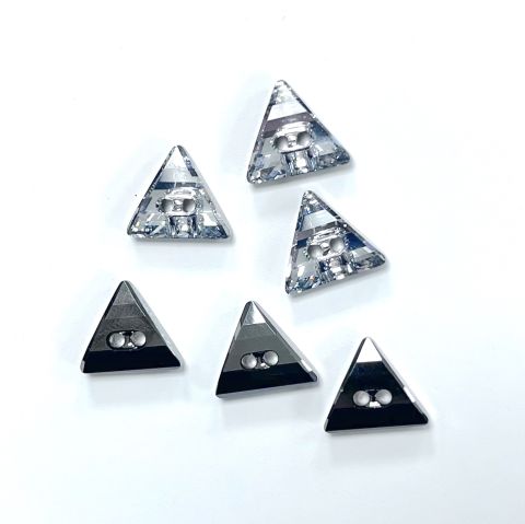 3038 10mm Crystal (001) - Triangle Shaped Metallic Foiled White Button