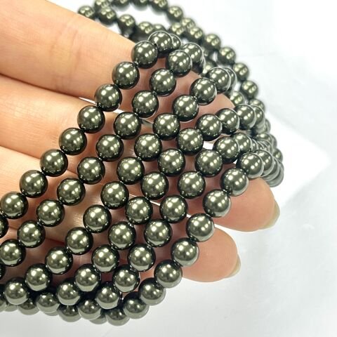 Swarovski 5810 İnci 6mm Crystal Dark Green Pearl (001814) - Zeytin Yeşili İnci Boncuk