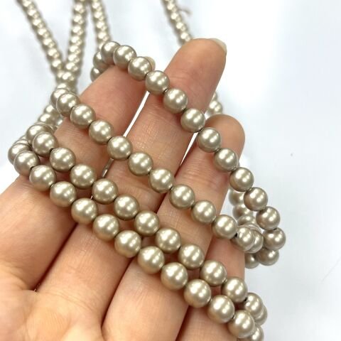Swarovski 5810 İnci 6mm Crystal Platinum Pearl (001459) - Açık Kahverengi İnci Boncuk