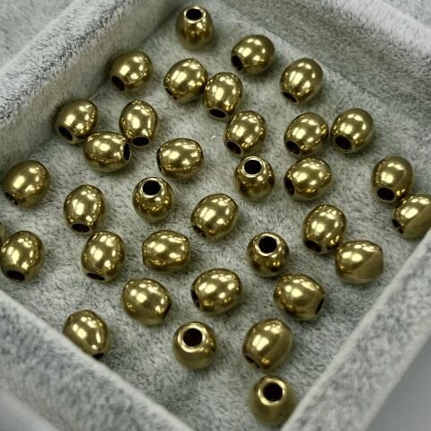 Zeytin Şekilli Pirinç Metal Boncuk 6mm x 6,5 mm - Ham