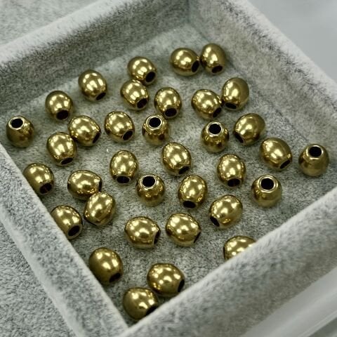 Zeytin Şekilli Pirinç Metal Boncuk 6mm x 6,5 mm - Ham