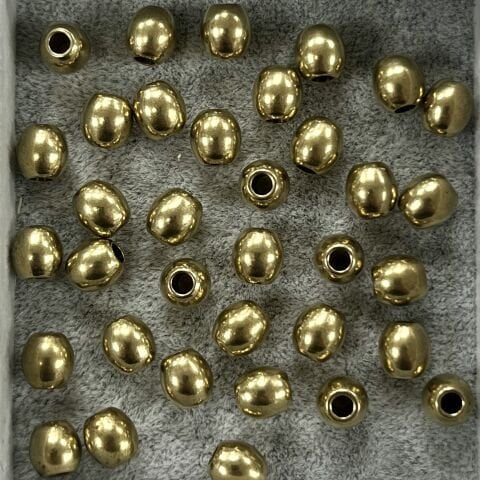 Zeytin Şekilli Pirinç Metal Boncuk 6mm x 6,5 mm - Ham