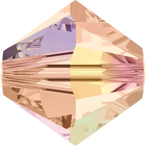 Swarovski 5328 Bicone Boncuk 5mm Light Peach AB (362AB) - Janjan Açık Şeftali Renkli Piramit Boncuk