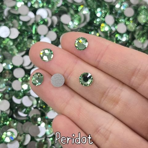 Celestial Altı Düz SS30 (6mm)  Yuvarlak Kristal Taş - Yeşil Renk Seçenekleri