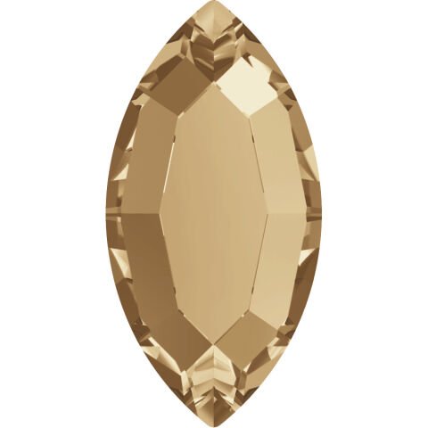 Swarovski 2200 Navette 4x2mm Crystal Golden Shadow F (001GSHA) - Altın Renkli Mekik Altı Düz Mini Kristal Taş