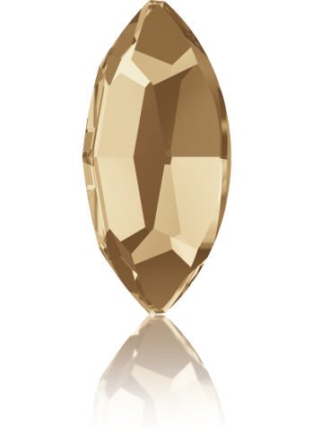 Swarovski 2200 Navette 4x2mm Crystal Golden Shadow F (001GSHA) - Altın Renkli Mekik Altı Düz Mini Kristal Taş
