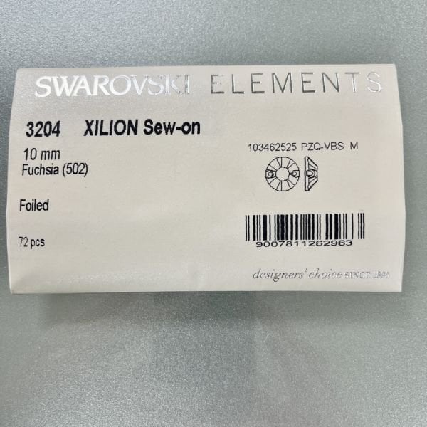 Swarovski 3204 10mm Fuchsia (502) F - Fuşya Yuvarlak İki Delikli Dikme Taş