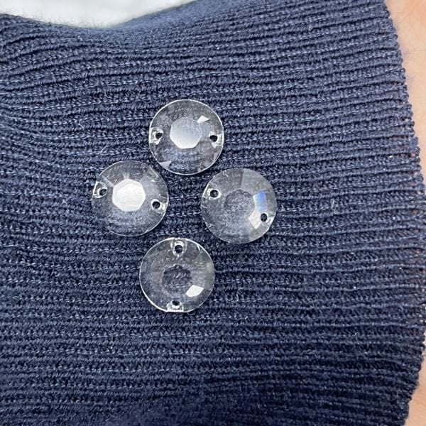 Swarovski 3204 10mm Crystal Foyasız - Şeffaf İki Delikli Dikme Taş