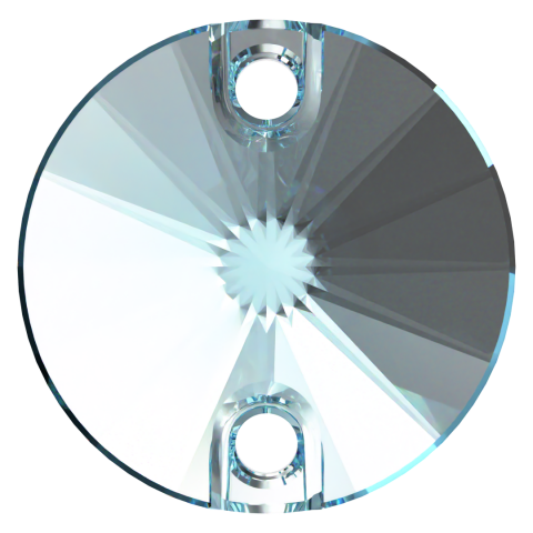 Swarovski 3200 Rivoli 14mm Aquamarine (202) Foiled - Mavi Yuvarlak İki Delikli Dikme Taş