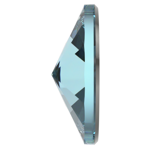 Swarovski 3200 Rivoli 14mm Aquamarine (202) Foiled - Mavi Yuvarlak İki Delikli Dikme Taş