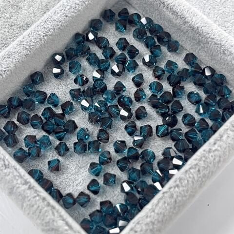 Celestial 4mm Bicone Piramit Boncuk Blue Zircon Burgundy Blend - Bordo ve Mavi Renkli Boncuk
