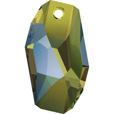 Swarovski 6673 Meteor 18mm Crystal Iridescent Green (001IRIG) - Sarkıt Şekilli Tek Delikli Yeşil Renkli Kolye Ucu