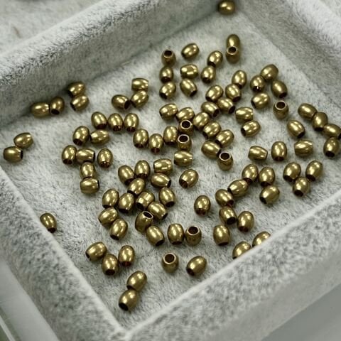 Silindir Pirinç Metal Boncuk 3mm x 3,5 mm - Ham