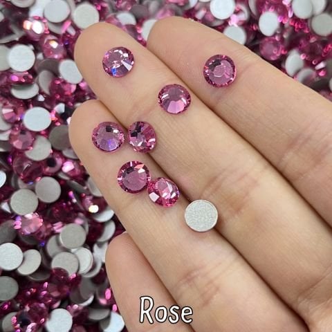 Celestial Altı Düz SS30 (6mm)  Yuvarlak Kristal Taş - Pembe Renk Seçenekleri
