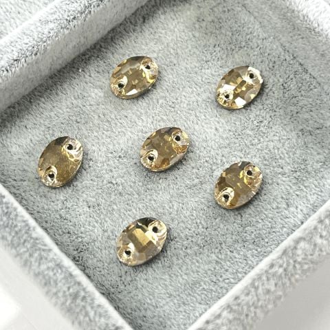 Oval Şekilli 10x7mm Dikilebilir Crystal Golden Shadow Cam Taş -  Şampanya Dikme Taş