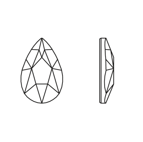 Swarovski 2303 18x13mm Crystal (001) Foyalı - Damla Şekilli Altı Düz Beyaz Kristal Taş - 2 ADET