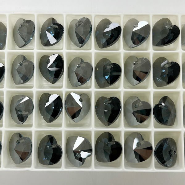 Swarovski 6228 14mm Denim Blue Satin (266SAT) - Heart Pendant