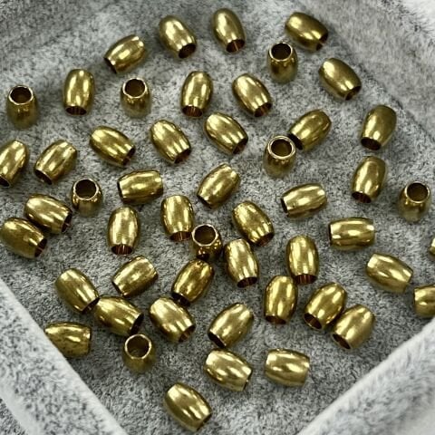 Oval Pirinç Metal Boncuk 3,50mm x 4mm - Ham