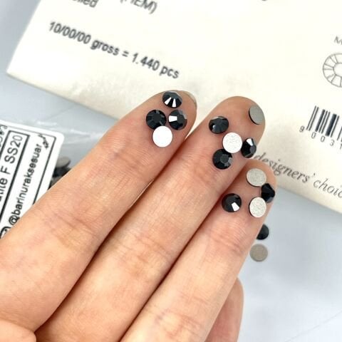 Swarovski 2028 SS20 Jet Hematite (280HEM) Foyalı - Altı Düz Metalik Füme Kristal Taş