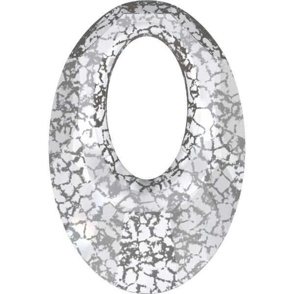 6040 40mm Crystal Silver Patina (001SILPA) - Siyah Benekli Şeffaf Helios Kolye Ucu