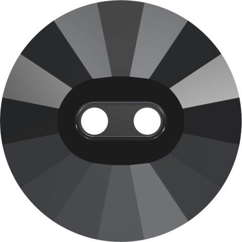 Swarovski 3019 Düğme 14mm Jet Hematite (280HEM) - Rivoli Kesim Yuvarlak İki Delikli Metalik Siyah Düğme