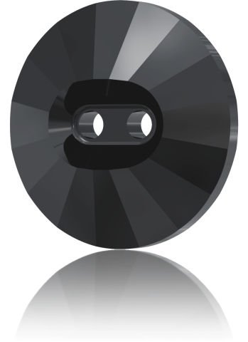 Swarovski 3019 Düğme 14mm Jet Hematite (280HEM) - Rivoli Kesim Yuvarlak İki Delikli Metalik Siyah Düğme