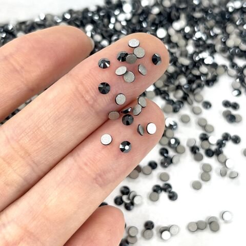 Swarovski 2028 SS10 Jet Hematite (280HEM) Foyalı - Altı Düz Metalik Füme Kristal Taş