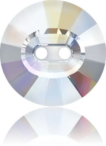 Swarovski 3019 Düğme 14mm Crystal AB (001AB) Foyasız - Yuvarlak Rivoli İki Delikli Janjan Düğme