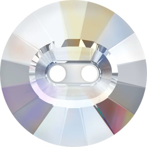 Swarovski 3019 Düğme 14mm Crystal AB (001AB) Foyasız - Yuvarlak Rivoli İki Delikli Janjan Düğme