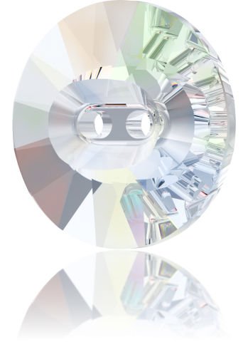 Swarovski 3019 Düğme 14mm Crystal AB (001AB) Foyasız - Yuvarlak Rivoli İki Delikli Janjan Düğme