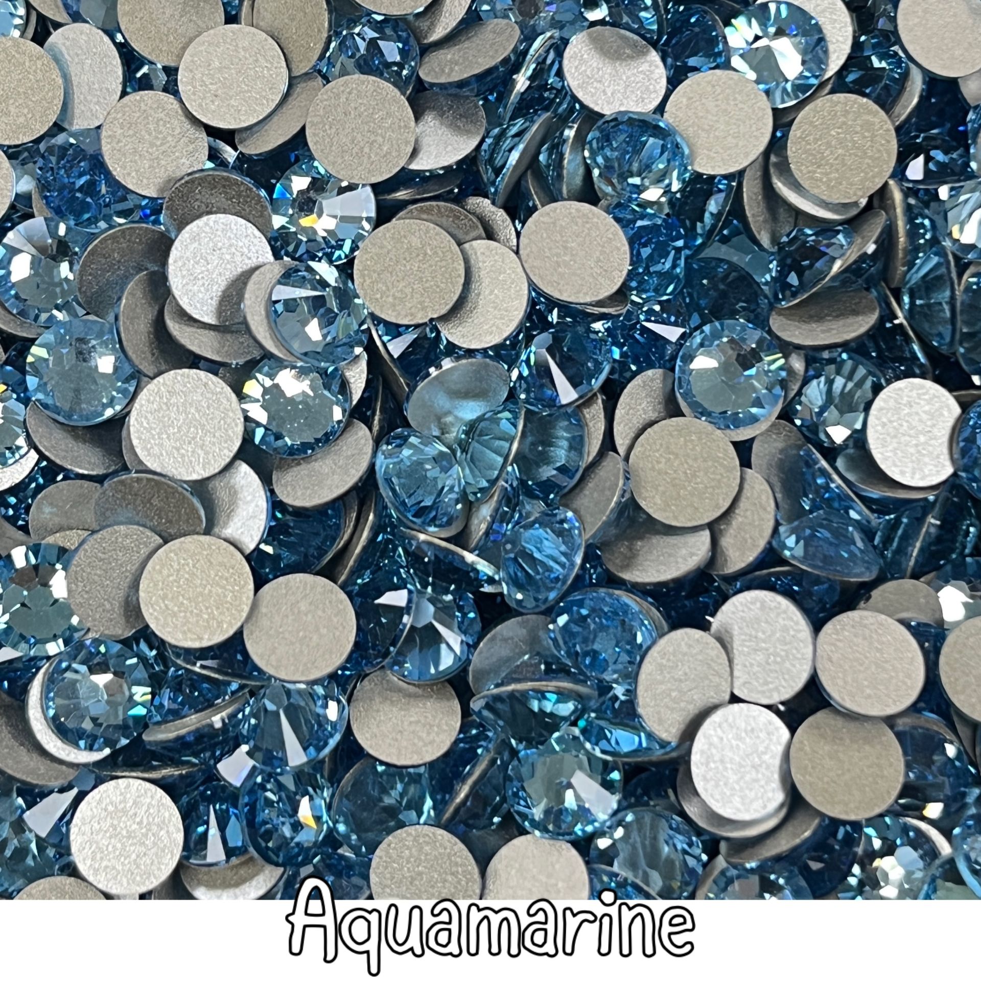 Celestial Altı Düz SS30 (6mm)  Yuvarlak Kristal Taş - Mavi Renk Seçenekleri