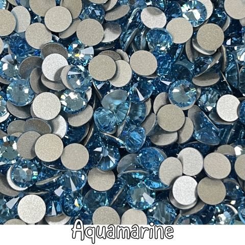 Celestial Altı Düz SS30 (6mm)  Yuvarlak Kristal Taş - Mavi Renk Seçenekleri