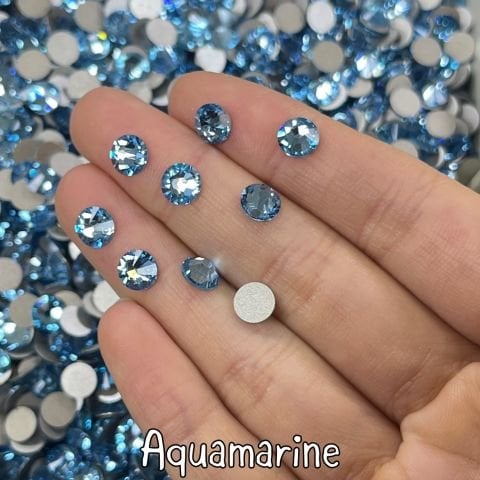 Celestial Altı Düz SS30 (6mm)  Yuvarlak Kristal Taş - Mavi Renk Seçenekleri