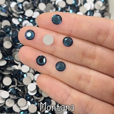 Celestial Altı Düz SS30 (6mm)  Yuvarlak Kristal Taş - Mavi Renk Seçenekleri