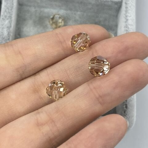 Swarovski 5000 Boncuk 8mm Crystal Golden Shadow (001GSHA)  -  Altın Renkli Top Boncuk