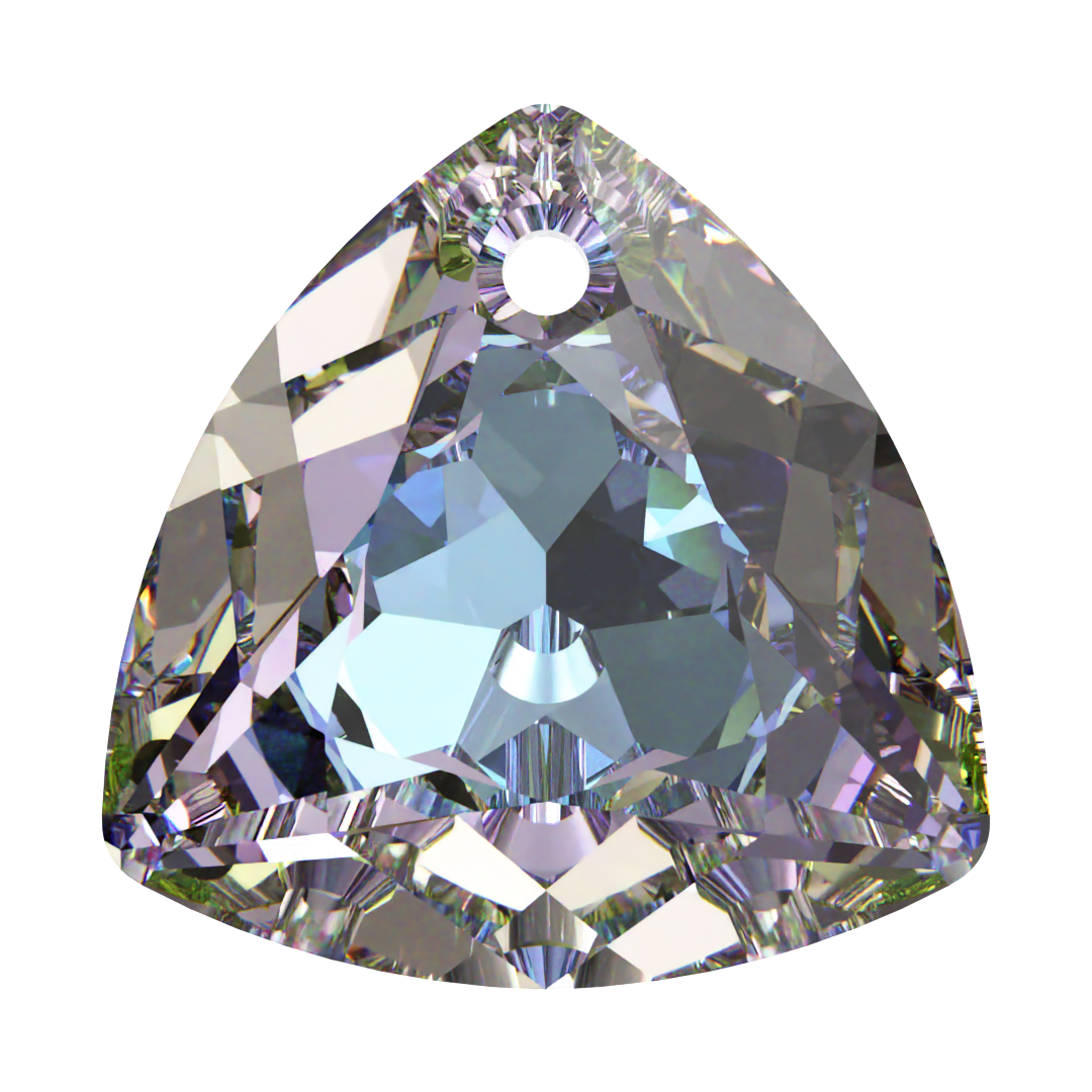 Swarovski 6434 Pendant 14,5mm Crystal Vitrail Light (001VL) - Parlak Leylak Kıvrımlı Üçgen Şekilli Tek Delikli Kolye Ucu